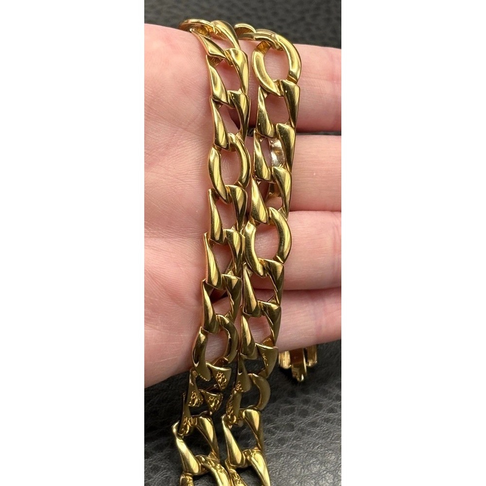Vintage 80s Monet Curb Chain 11MM Thick Necklace Gold Tone 18"